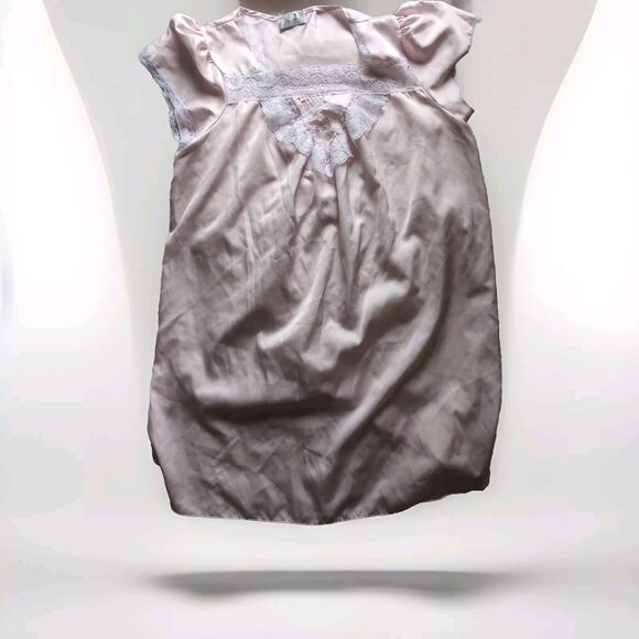 Jaclyn Smith VINTAGE Light Pink Lace Trim Nightgown Mid Length Cap Sleeve L - Picture 1 of 10